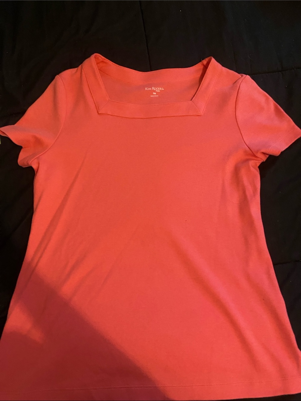 Kim Rogers Coral Short Sleeve Square-Neck Tee